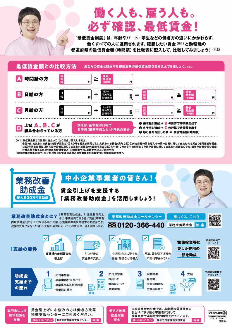 最低賃金引上げのお知らせ(裏) 最低賃金引上げのお知らせ(裏)