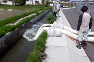 農業用水の渇水対策として 今津水質改善施設から補水