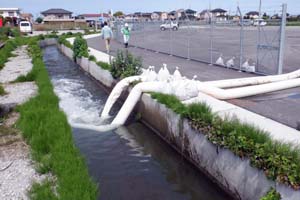 農業用水の渇水対策として 今津水質改善施設から補水