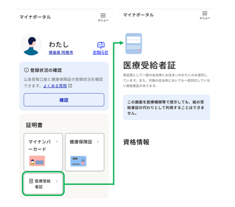 マイナポータル画面