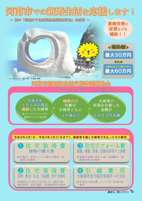 阿南市結婚新生活支援事業補助金チラシ表