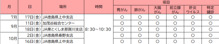 R8JA検診日程 R8JA検診日程